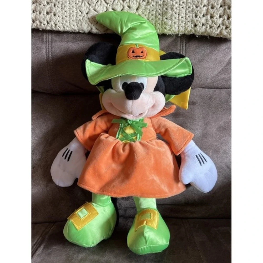 Disney‎ Parks Halloween Minnie Mouse Witch Costume Orange Dress Green Hat 16